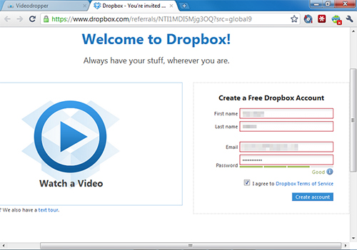 Videodropper YouTube DropBox