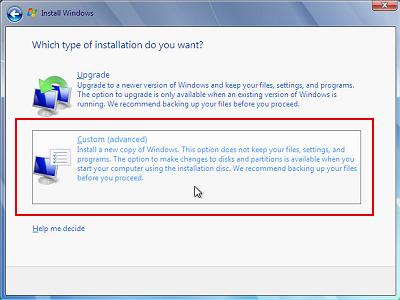 Installazione Windows 7