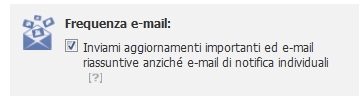 Gli utenti di Facebook possono attivare o disattivare manualmente la funzione "Frequenza e-mail"