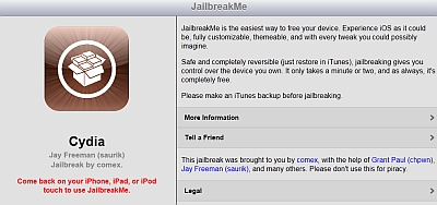 Il programma JailbreakMe 3.0 consente di sbloccare tutti i dispositivi iOS 4.3.3