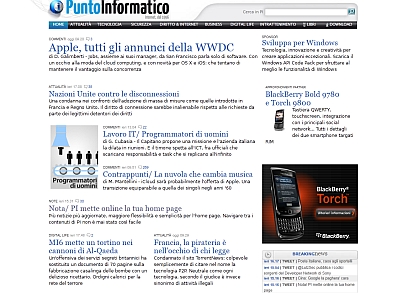 La nuova home page di Punto Informatico