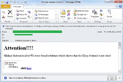 L'email spam che sfrutta il ricordo di Michael Jackson