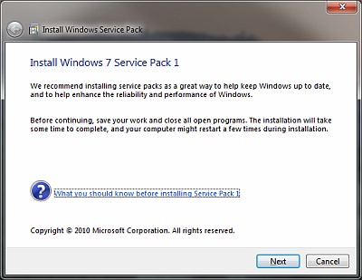 Windows 7 Service Pack Beta