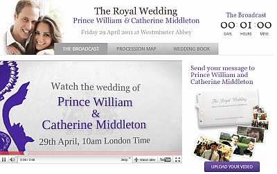 Il canale di YouTube dedicato alle nozze tra il Principe William e Kate Middleton