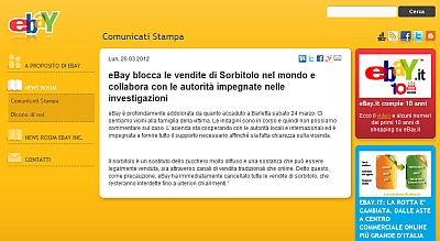 eBay blocca tutte le vendite di sorbitolo